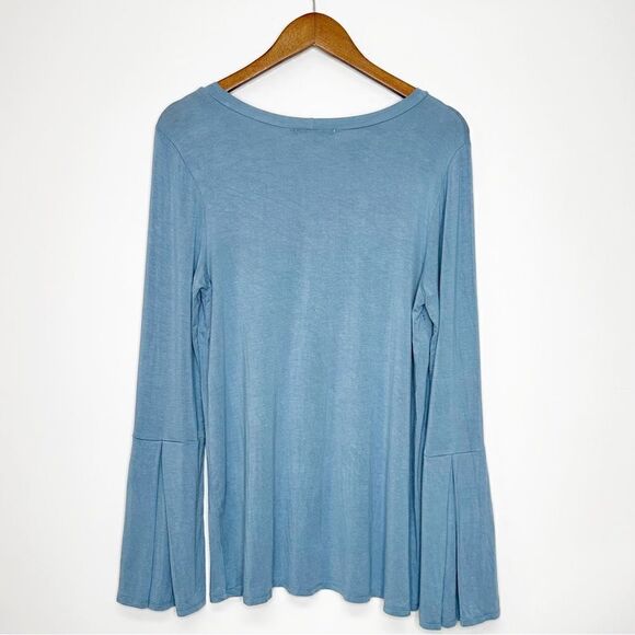Amelia James Bell Sleeve Tunic Top Blue Size Large - Picture 7 of 9